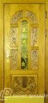 дверь парадная ld136 - массив дуба с резьбой, стеклом и ковкой