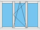 окно трехстворчатое с одной поворотно откидной створкой(2100/1400) Gutwerk,с/п 3...