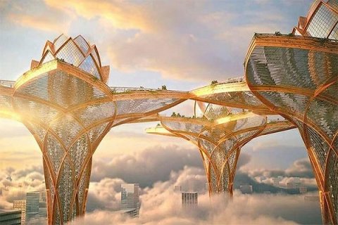 Города будущего - небоскребы из стекла и дерева