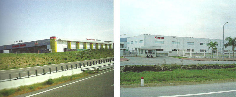 Минимализм в архитектуре производственных зданий — заводы в Португалии (слева], во Вьетнаме [справа]
