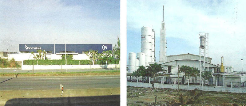 Технический стиль промышленных предприятий — заводы в Португалии [слева], во Вьетнаме [справа]
