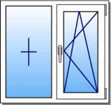 окно двухстворчатое с одной поворотно-откидной створкой, россия