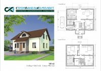 2-этажный загородный дом (типовой) с мансардой, s=154,7 кв.м