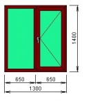 окно пвх 1300*1400 ламинированное махагон
