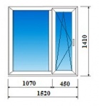 пластиковое окно 1520 х 1410