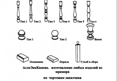 Производство балясин, перил, столбов, шаров, колонн из мрамора