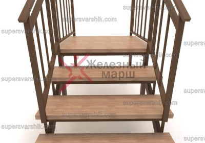 Металлическая лестница с деревянными ступенями серии «Руза»
