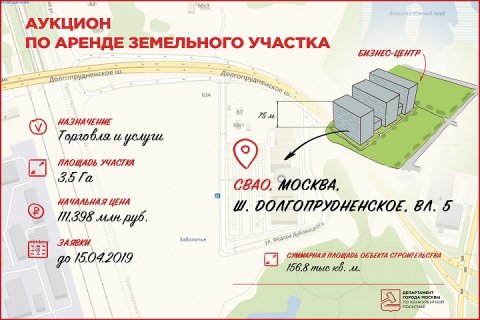 Москва выставила на аукцион земельный участок на северо-востоке столицы