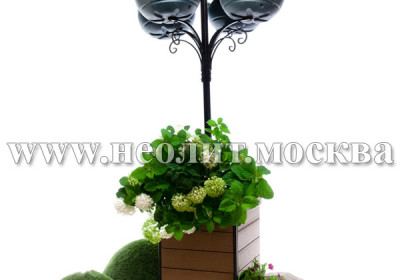Парковая кованная цветочница с термочашами