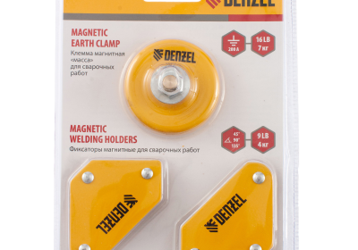 Набор для сварочных работ DENZEL 97557, 2 магнитных фиксатора, магнитная клемма «масса»