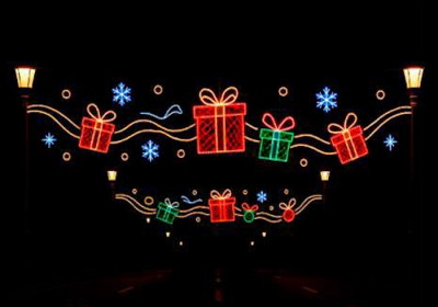 Новогодняя световая перетяжка Подарки 5 м