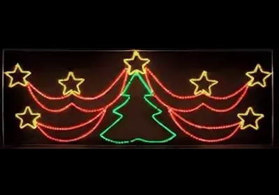Новогодняя светящаяся перетяжка Елка со звездами 3 м