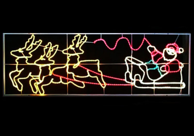 Светодиодная перетяжка Дед Мороз на санях 3 м