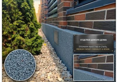 Профессиональная отделка цоколя штукатуркой «Короед»
