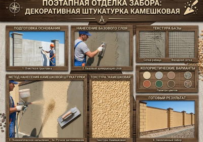 Штукатурка бетонного забора по СФТК в Ростове-на-Дону под ключ