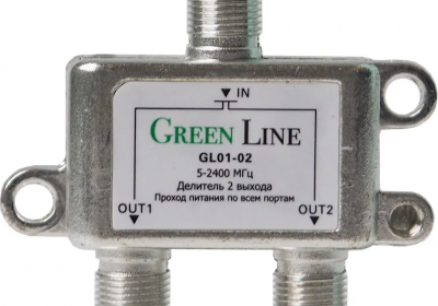 Делитель спутникового и кабельного ТВ сигнала Green Line GL01-02 на 2 телевизора
