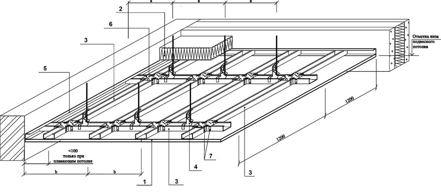 Подвесной потолок чертеж